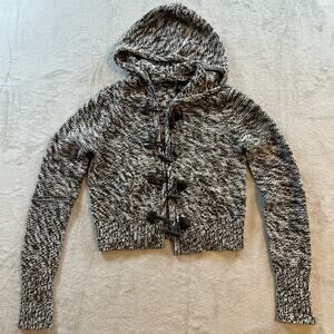 Moda International Women’s Small Wool Acrylic Blend Brown Sweater Cardigan Hood